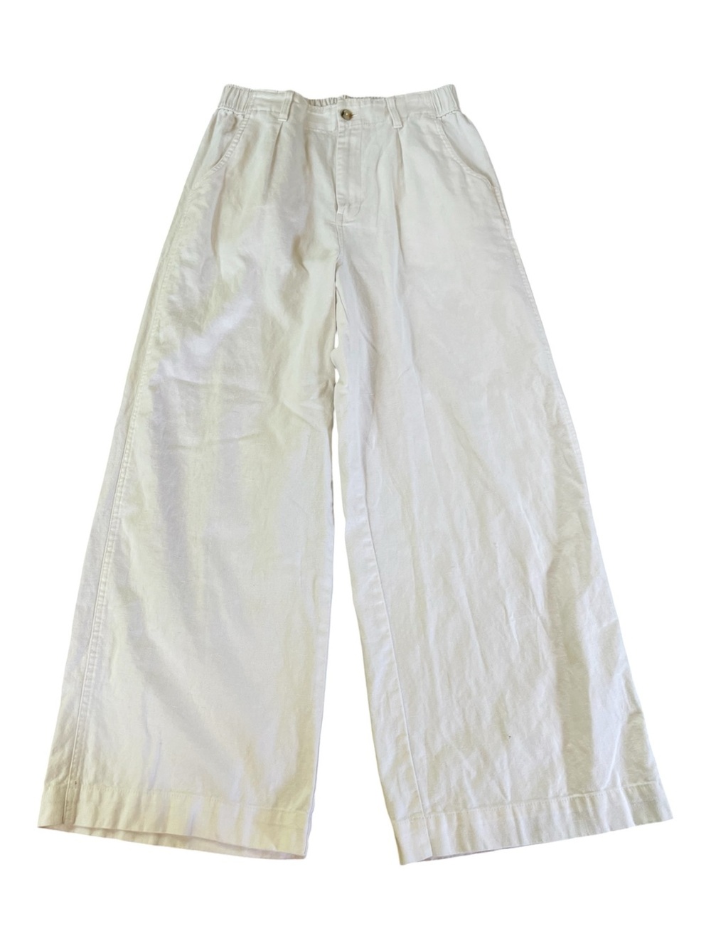 Madewell Linen Blend Off White Wide Leg Trousers.  Size 8